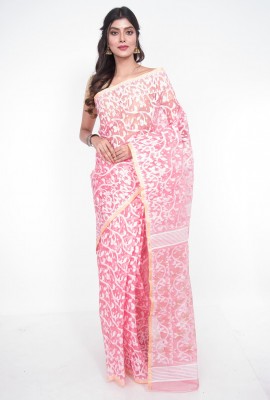 Baby Pink All Over Work Dhakai Jamdani Saree