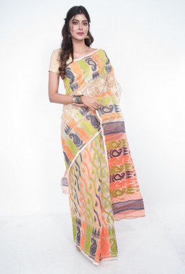 Multicolor All Over Work Dhakai Jamdani Saree
