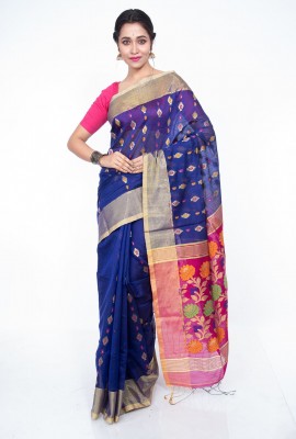 Royal Blue Bengal Handloom Saree