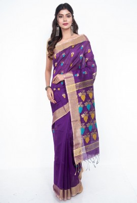 Pretty Purple  Bengal Handloom Saree